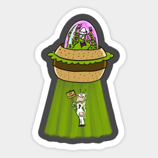 Go Vegan! Funny UFO Cow Abduction Sticker